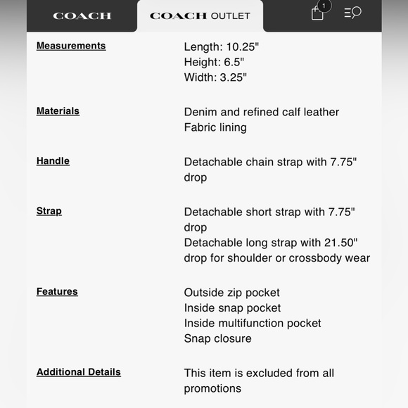 NWT Coach Chain Tabby Shoulder Bag In Denim - Picture 11 of 11